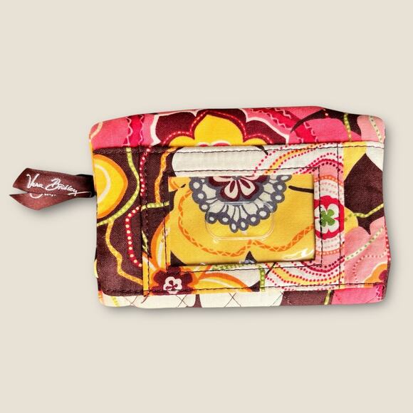 Vera Bradley Compact Taxi Wallet Clear ID Kisslock Coin Yellow Pink Brown Floral - Picture 12 of 12